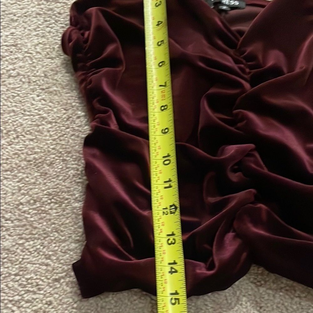 Express Red Ruched Velvet Tank Top - Picture 6 of 6